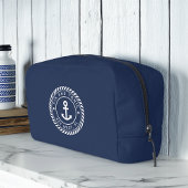 Navy & White Nautical Anchor Stripe Boat Name ドップキット