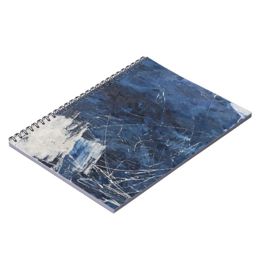 Navy White Scratch Texture Abstract Notebook ノートブック (左側)
