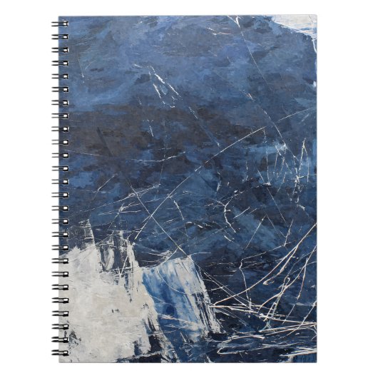 Navy White Scratch Texture Abstract Notebook ノートブック (正面)