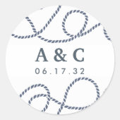 Navy & White | Seaworthy Wedding Monogram ラウンドシール (正面)