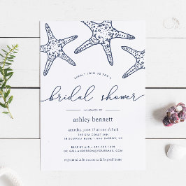 Navy & White Starfish Bridal Showerへの招待 招待状