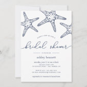 Navy & White Starfish Bridal Showerへの招待 招待状 (正面)