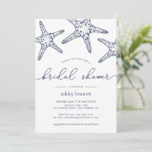 Navy & White Starfish Bridal Showerへの招待 招待状 (スタンド正面)