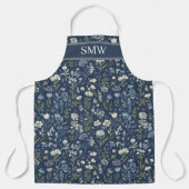 Navy Wildflower Botanical Garden Birthday エプロン (正面)