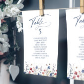 Navy Wildflower Rustic table number seating chart 招待状