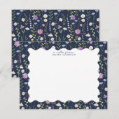 Navy Wildflower Wavy Frame Note Card サンキューカード (正面/裏面)