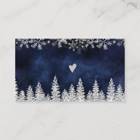 Navy Winter Snowflake Christmas Order Thank You 名刺 (裏面)