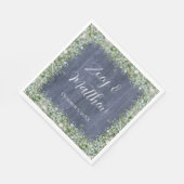 Navy Wood Eucalyptus Wedding Napkins | Rustic スタンダードランチョンナプキン (角)