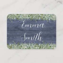 Navy Wood Eucalyptus Wedding Place Cards | Rustic プレイスカード