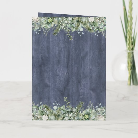 Navy Wood Eucalyptus Wedding Program | Rustic プログラム (裏面)