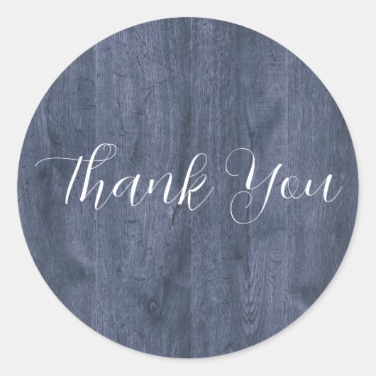 Navy Wood Eucalyptus Wedding Round Stickers ラウンドシール (正面)