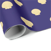 navy wrapping paper navy with golden sea scallops ラッピングペーパー (ロールコーナー)