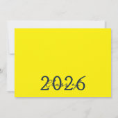 Navy & Yellow 6フォトフィルムストリップグラッドアナウンス 招待状 (裏面)