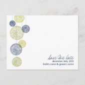 Navy & Yellow Twine Globesの結婚式の日付を保存 案内ポストカード (正面)