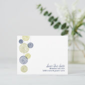 Navy & Yellow Twine Globesの結婚式の日付を保存 案内ポストカード (スタンド正面)