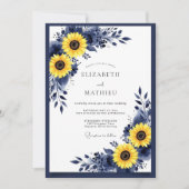Navy Yellow Vibrant Rustic Wedding 招待状 (正面)