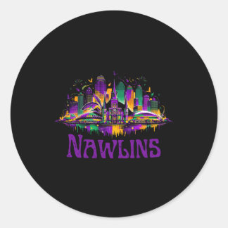 Nawlins New Orleans Cityscape Mardi-gras Souvenir  ラウンドシール