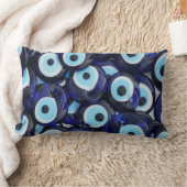 Nazarのお守りの悪のまなざしは青いパターンに投石します ランバークッション (ブランケット)