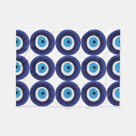 Nazarの悪のまなざしの保護お守りの青いビードの記号 フリースブランケット (正面(横))