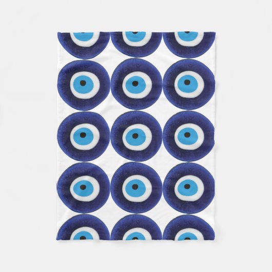 Nazarの悪のまなざしの保護お守りの青いビードの記号 フリースブランケット (正面)