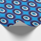 Nazarの悪のまなざしの保護お守りの青いビードの記号 ラッピングペーパー (角)