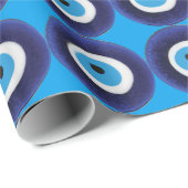 Nazarの悪のまなざしの保護お守りの青いビードの記号 ラッピングペーパー (ロールコーナー)