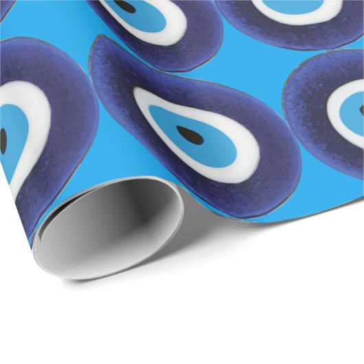 Nazarの悪のまなざしの保護お守りの青いビードの記号 ラッピングペーパー (ロールコーナー)