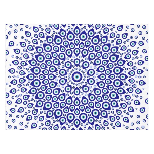 Nazar -トルコの目の円のオーナメント#1 テーブルクロス (正面(横))