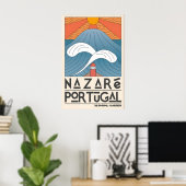 Nazare Portugal Ocean Print - Minimalist Wave and ポスター (ホームオフィス)