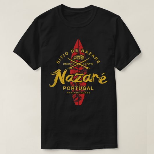 Nazare Portugal Vintage Surfing 498 Tシャツ (デザイン正面)