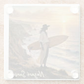 Nazaré Sunset Surf Coaster – Portugal Coastal Phot ガラスコースター (裏面)