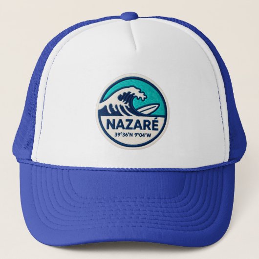 Nazaré Surf Trucker Hat – Portugal Coastal Wave Lo キャップ (正面)
