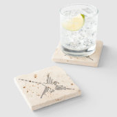 Nazcaペルーの鳥の古代geoglyphの記号のミステリーen ストーンコースター (横)