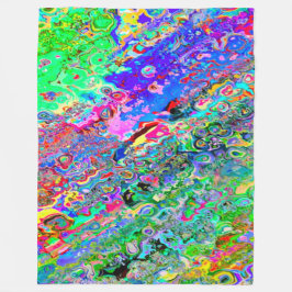 NBKのトリップ（幻覚体験）のようなでサイケデリックな酸のワックスの絞り染め フリースブランケット