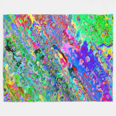 NBKのトリップ（幻覚体験）のようなでサイケデリックな酸のワックスの絞り染め フリースブランケット (正面(横))