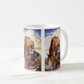 NCワイエスで馬に水を与えるカウボーイ、ヴィンテージ・アート コーヒーマグカップ (正面右)
