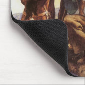 NCワイエスで馬に水を与えるカウボーイ、ヴィンテージ・アート マウスパッド (コーナー)