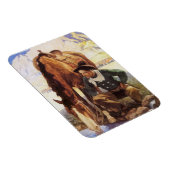 NCワイエスで馬に水を与えるカウボーイ、ヴィンテージ・アート マグネット (右側)