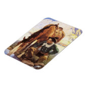 NCワイエスで馬に水を与えるカウボーイ、ヴィンテージ・アート マグネット (左側)