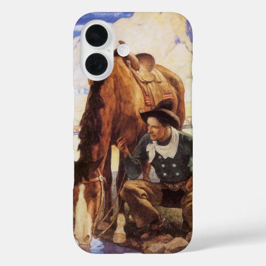 NCワイエスで馬に水を与えるカウボーイ、ヴィンテージ・アート Case-Mate iPhoneケース (裏面)