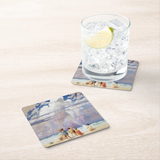 NCワイエスザジャイアントアートワークビーチ沿岸 スクエアペーパーコースター (インサイチュ)