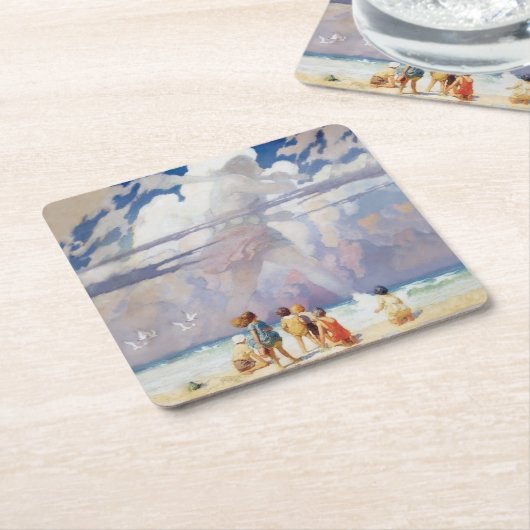 NCワイエスザジャイアントアートワークビーチ沿岸 スクエアペーパーコースター (アングル)
