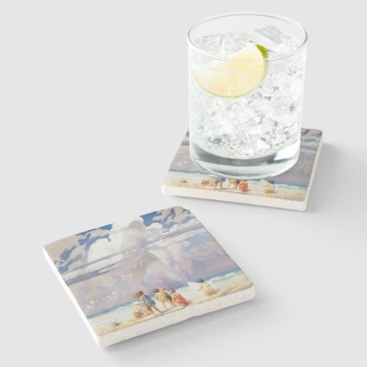 NCワイエスザジャイアントアートワークビーチ沿岸 ストーンコースター (横)