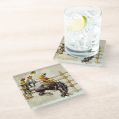 NCワイエス著「バッキングブロンコ」 ガラスコースター (アングル)