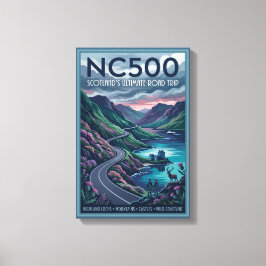 NC500 スコットランドの究極のロードトリップ旅行ポスター キャンバスプリント