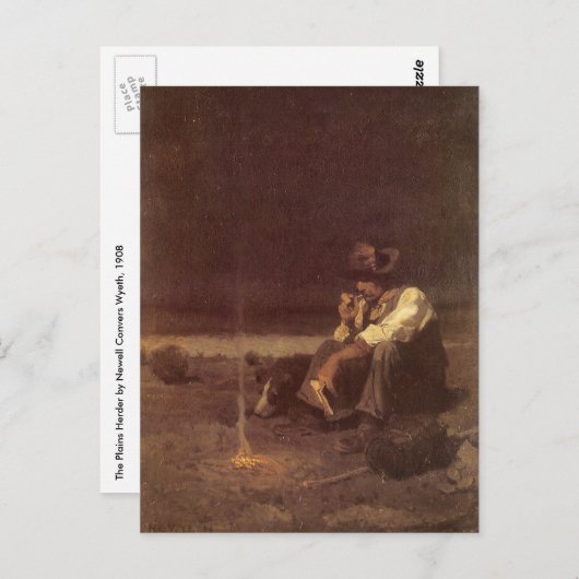 NC ワイースのヴィンテージ西部劇「草原の羊飼い」 ポストカード (正面/裏面)