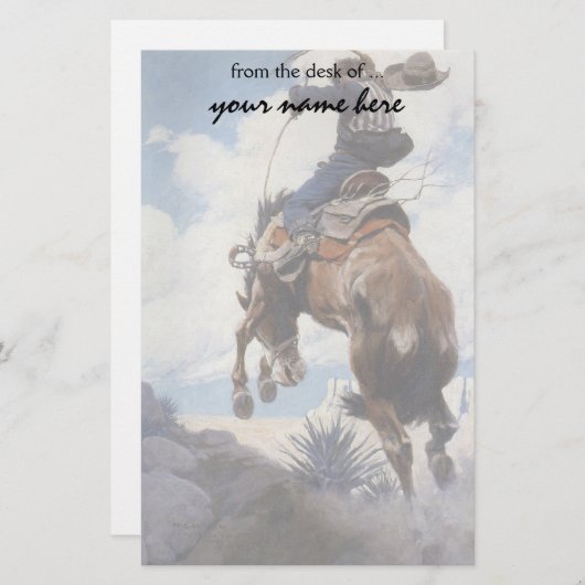 NC Wyethによって強く反対しているヴィンテージの西部のカウボーイ 便箋 (正面/裏面)