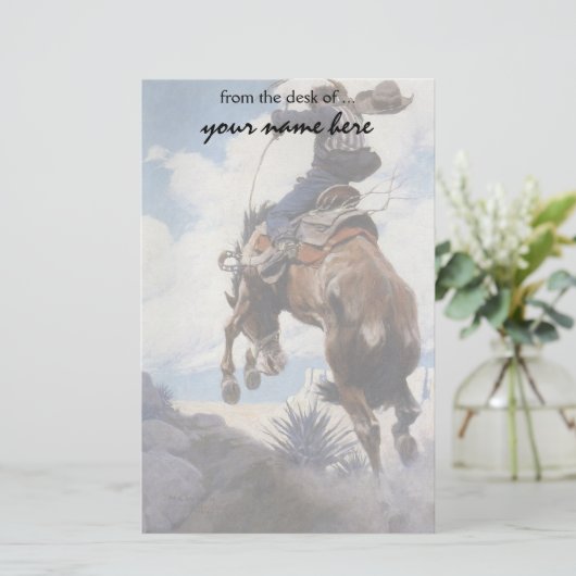 NC Wyethによって強く反対しているヴィンテージの西部のカウボーイ 便箋 (スタンド正面)