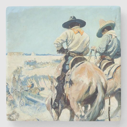 NC Wyethによる補給車の西アート ストーンコースター (正面)