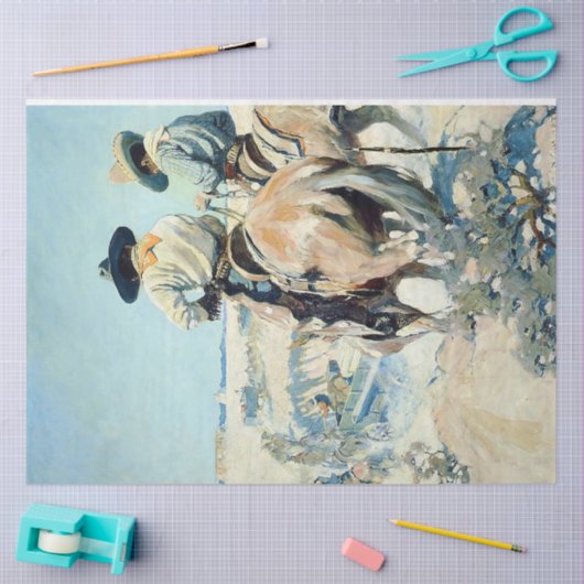 NC Wyethによる補給車の西アート 薄葉紙 (クラフト)